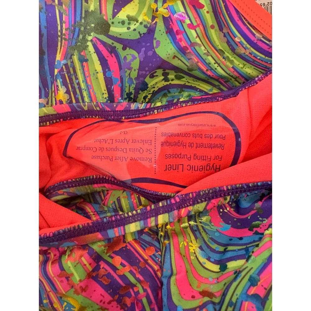The Finals Radical Foil‎ Flutterback Swimsuit Multi Color Psychedelic XS 32 NWT